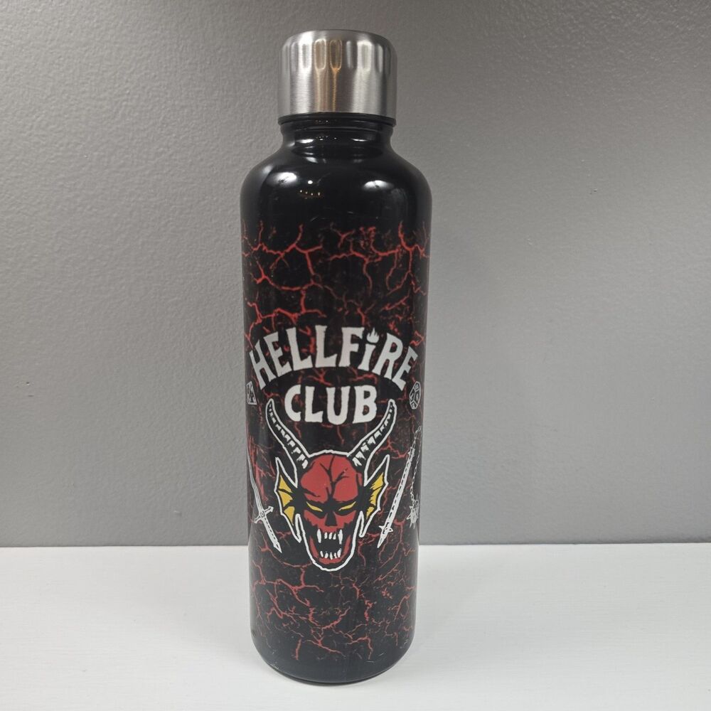 Stranger Things Hellfire Club 500ML Metal Water Bottle with Lid, Stainless Steel